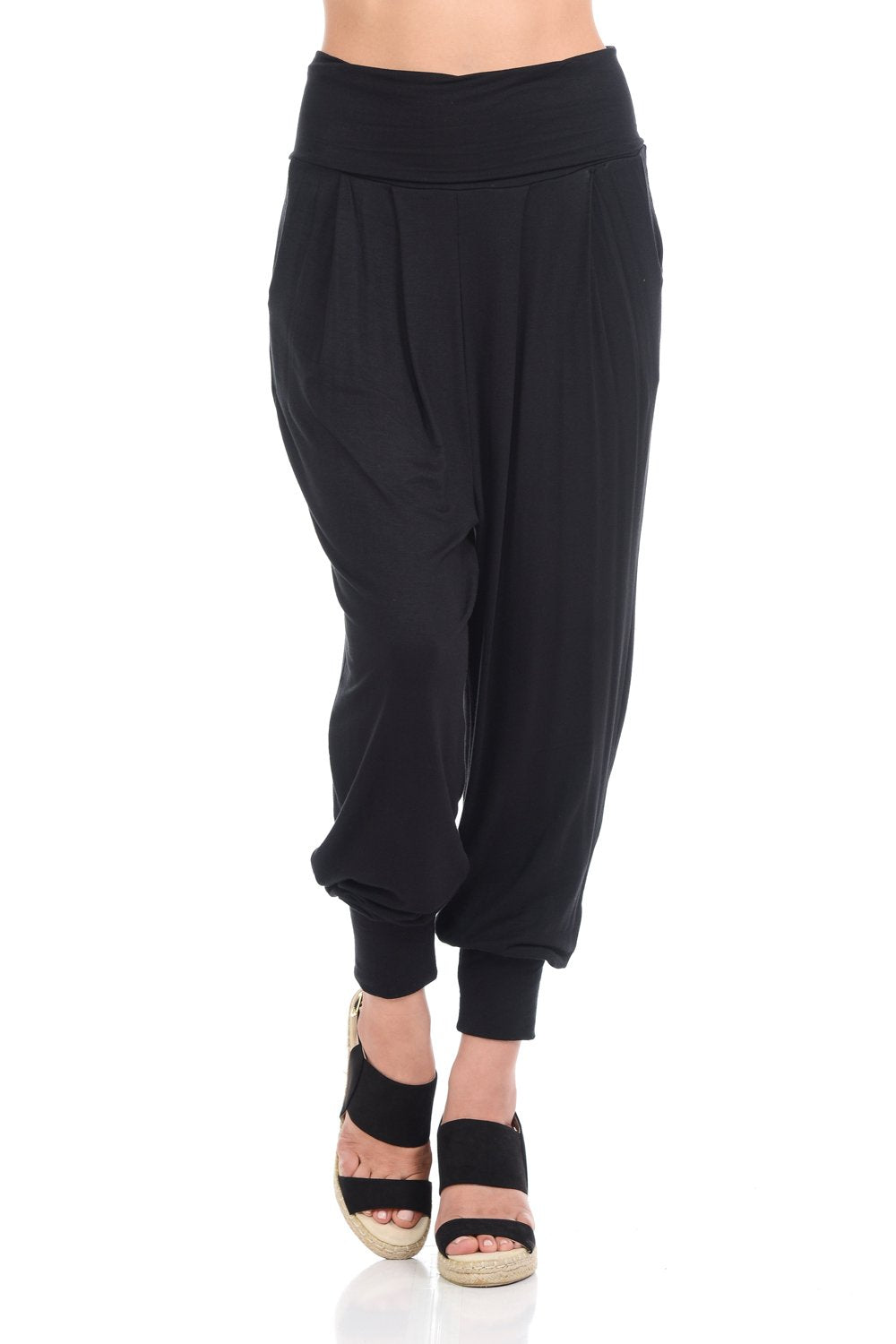 Banded Waist Harem Jogger Pants with Pockets – iconic luxe